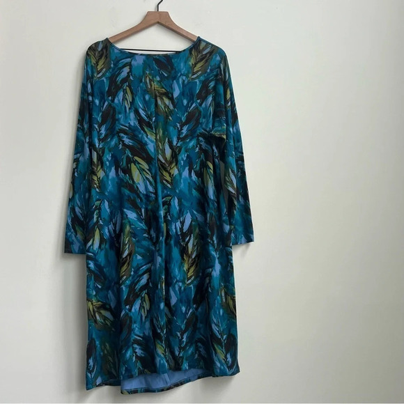 J. Jill Wearever Dress Long Sleeve Stretch Ruched Draped Feather Size 2X - Picture 10 of 13